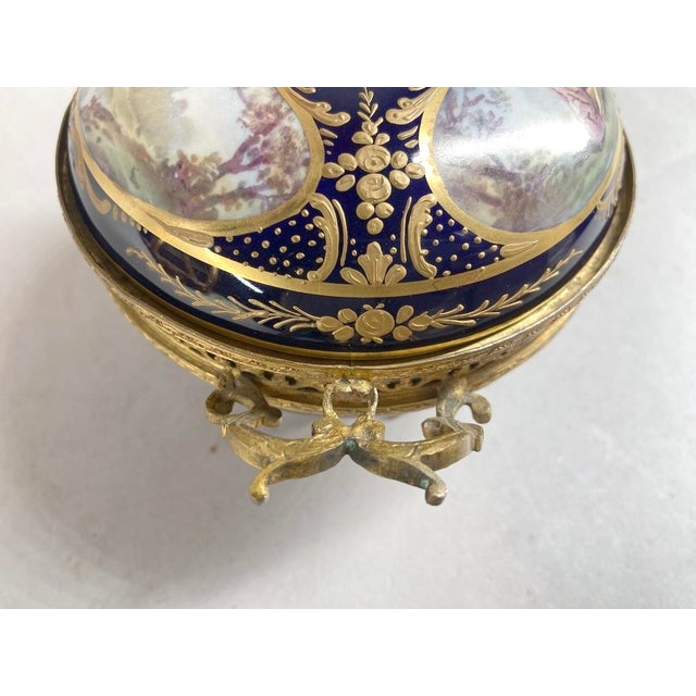 Early 20thC Sevres Blue Porcelain Bronze Bowl - 1 Pc For Sale - Image 12 of 16