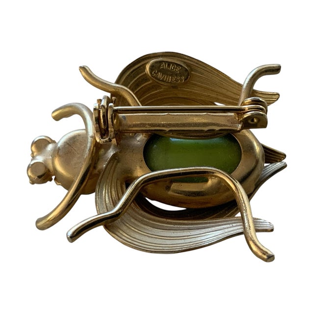 Metal Vintage Alice Caviness Bug Insect Brooch With Glass and Crystal For Sale - Image 7 of 7