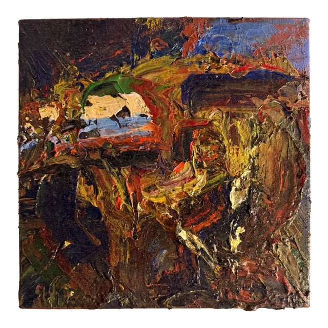 Bold and Colorful Original Small Abstract Painting by N Thabit For Sale