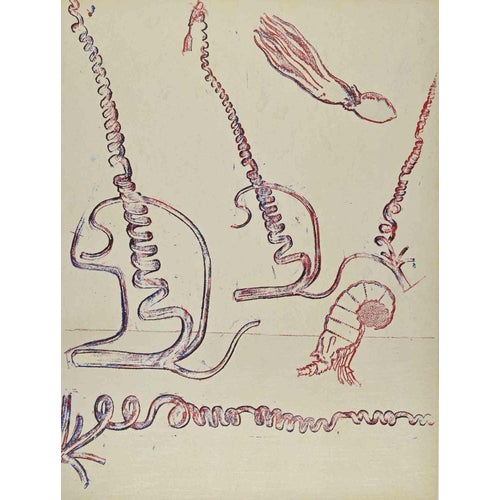 Max Ernst, Surrealist Pink Composition, 1974, Lithograph For Sale