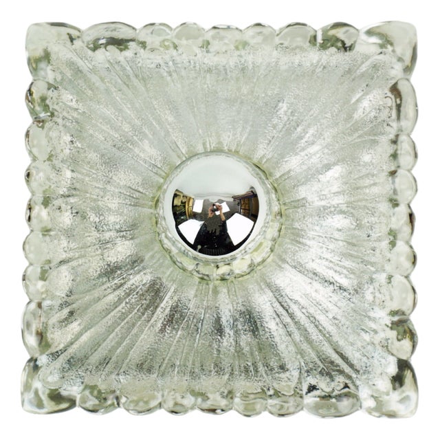 Mid-Century Ice Glass Wall Lamp from Hustadt Leuchten, 1970s For Sale