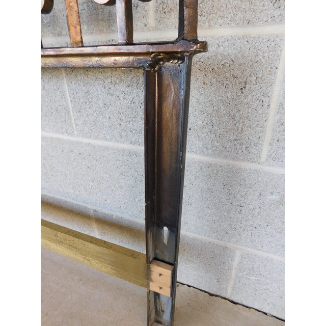 Bronze Vintage Italian Regency Wrought Iron Gilt Overlay King Size Headboard For Sale - Image 8 of 12