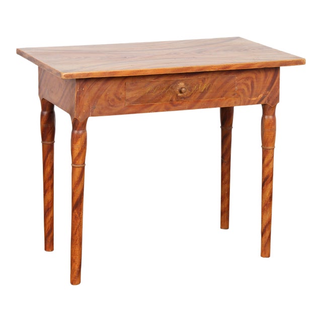 Swedish Folk Art Side Table With Drawer Dated 1840 For Sale