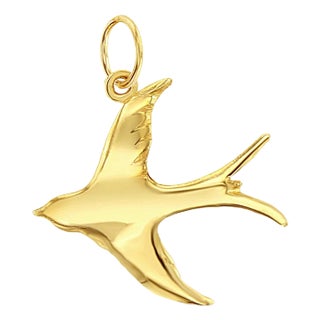 Polished Flying Bird Charm Necklace 16" For Sale
