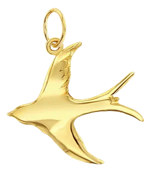 Polished Flying Bird Charm Necklace 16"