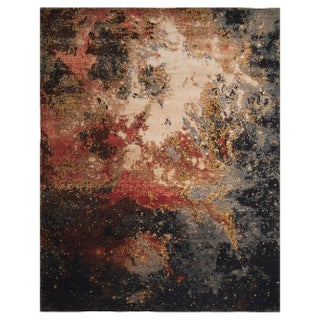 Vintage Hand-Knotted Wool and Silk Rug For Sale