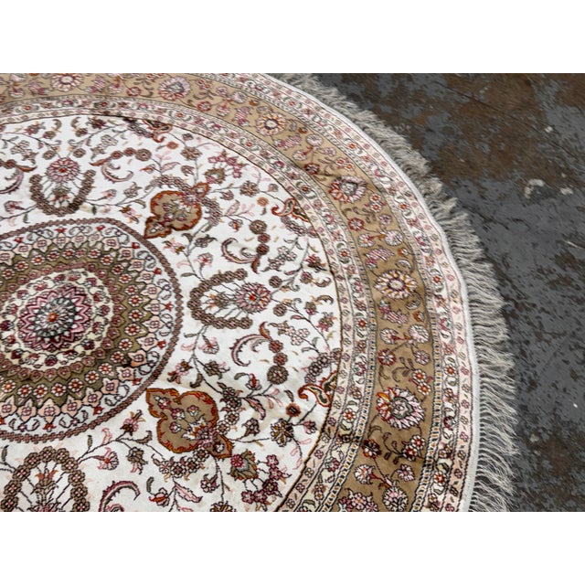 6ft Floral Medallion Silk Rug For Sale - Image 9 of 12