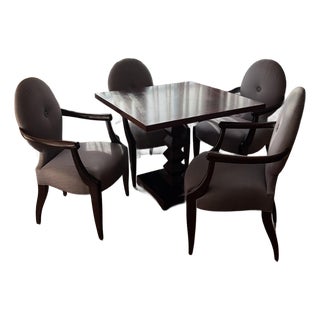 Donghia Red Mahogany Casper Arm Chairs (4) For Sale