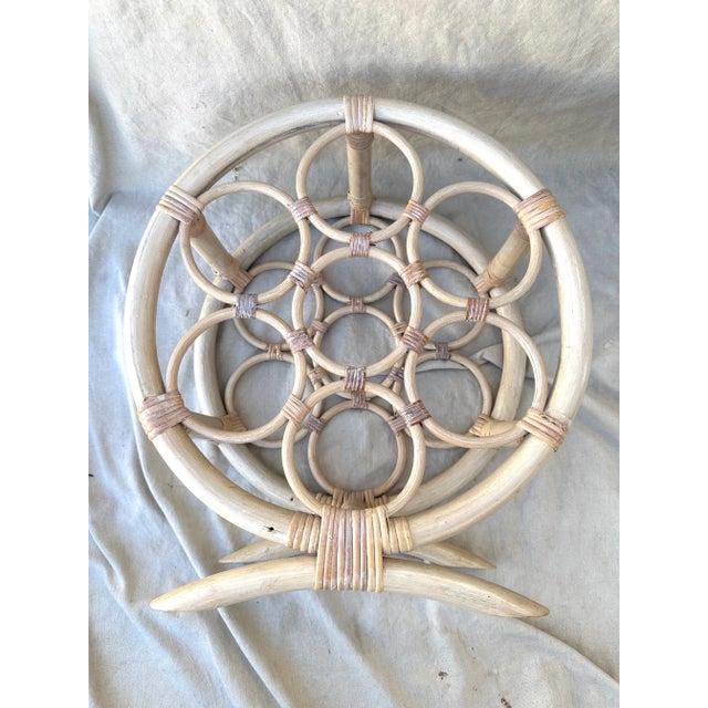 Vintage Bamboo/Rattan Round Wine Holder For Sale - Image 4 of 7