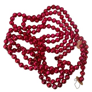 1950s Red Mercury Glass Christmas Garland- 9 Feet For Sale