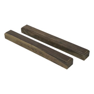 Chinese Pair Natural Wood Grain Patina Rectangular Paperweights For Sale
