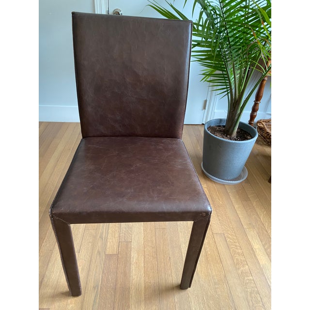 Crate & Barrel Folio Saddle Top Grain Leather Dining Chair ...