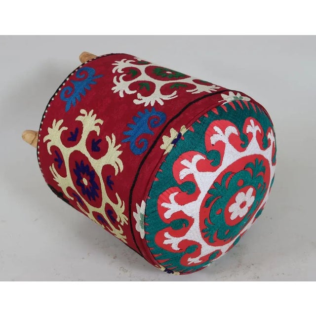Vintage Oriental luxurious Suzani stool seating stool seat cushion cushion stool Pouf with antiquity suzani upholstery...