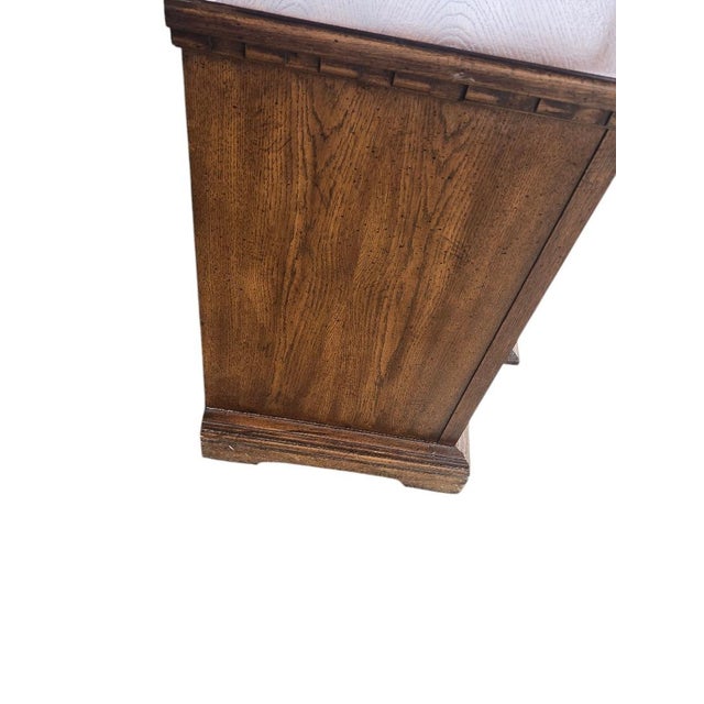 Vintage Dixie Oak Triple Dresser Credenza | 9 Drawer Solid Wood Buffet | Traditional Storage Cabinet For Sale - Image 6 of 7