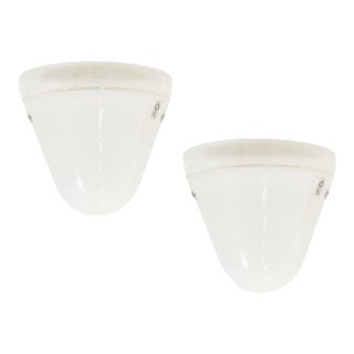 Pair of Handcrafted Leucos Italian Milky White 1960s Sconces For Sale
