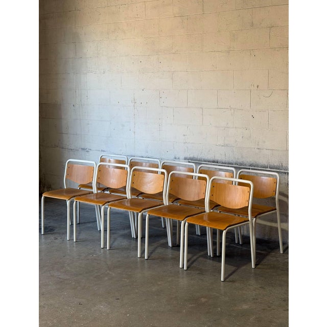 Mid-Century Modern Labofa Plywood Stacking Chairs Set of 10 Vintage Mid-Century Modern 1970s For Sale - Image 3 of 12