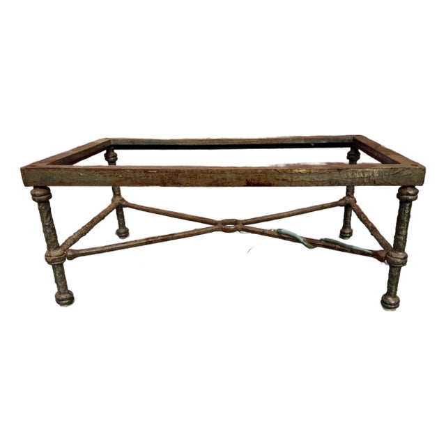 Vintage Solid Iron Steel With Bronze Snake Giacometti Style Brutalist Sculpture Coffee Table Base For Sale