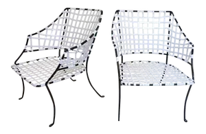 Vintage Brown Jordan Style Patio Lounge Chairs - A Pair