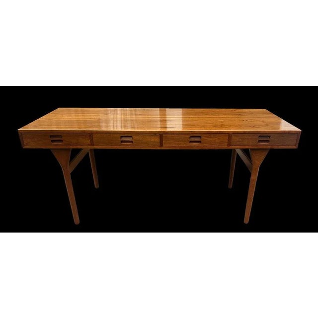 Wood Teak 4-Drawer Writing Table by Nanna Ditzel for Soren Wiladsen, 1960s For Sale - Image 7 of 8