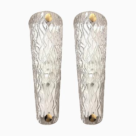 Monumental Clear Murano Glass Wall Sconces by Simoeng, Set of 2 For Sale - Image 9 of 9