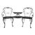 Woodard Furniture Tete-A-Tete Wrought Iron Outdoor Chantilly Rose Tete a Tete Chair Bench Loveseat For Sale