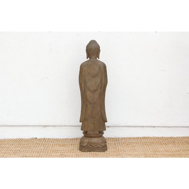 Elegant Hand-Carved Stone Buddha on Lotus Figure For Sale In Los Angeles - Image 6 of 10