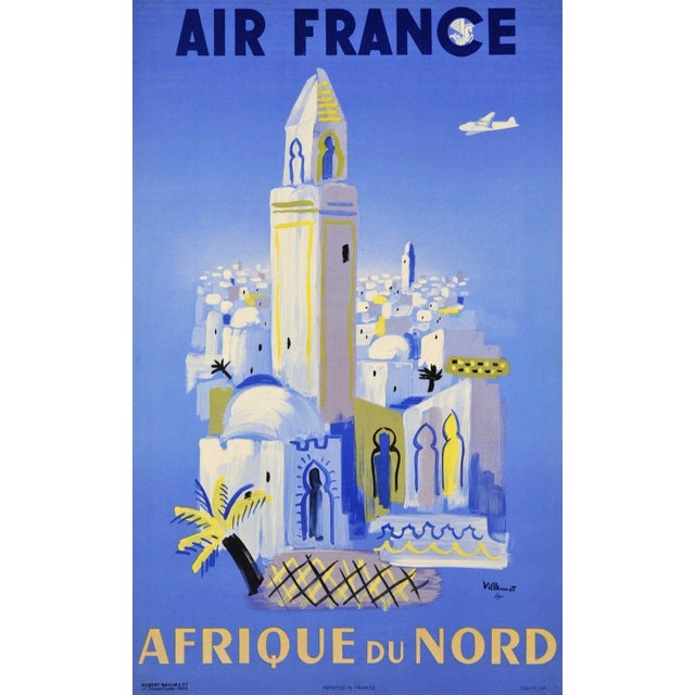 Paper Bernard Villemot, Travel Poster Air France North Africa, 1920s, Paper For Sale - Image 7 of 7