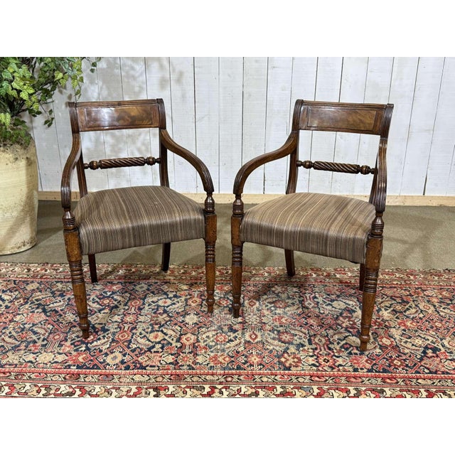 19th Century English Chairs and Armchairs Set in Mahogany, Set of 6 For Sale - Image 3 of 14