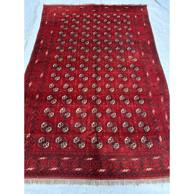 Tribal Antique Red Bokhara Hand-Knotted Wool Rug - 7'9" X 5'3" For Sale - Image 3 of 11