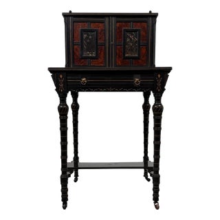 Antique 19th Century English Victorian Ebonised and Amboyna Cabinet For Sale