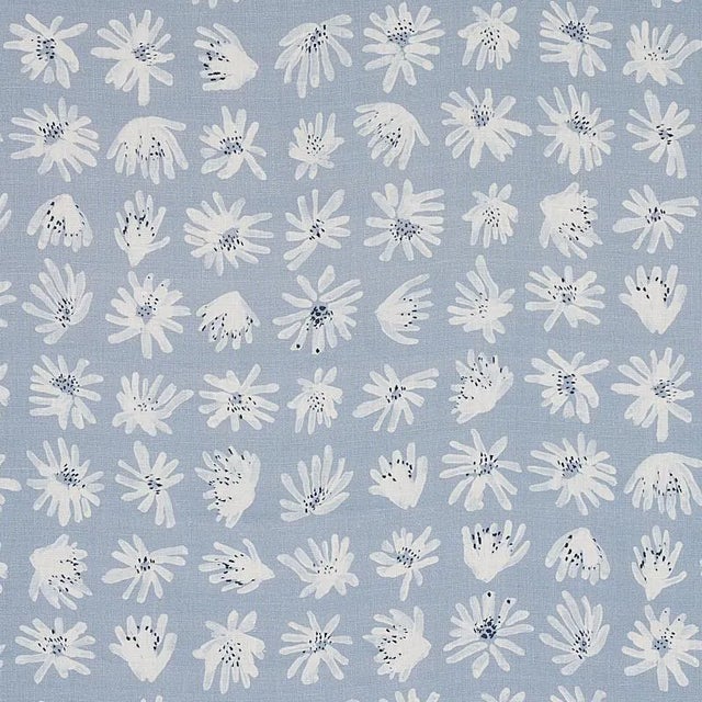 Sample - Schumacher X Caroline Z Hurley Meadow Rock Fabric in Blue For Sale