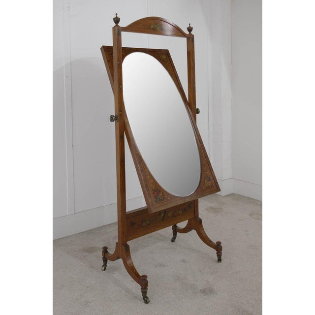 Satinwood Cheval Mirror from Maple and Co., 1890 For Sale - Image 4 of 10
