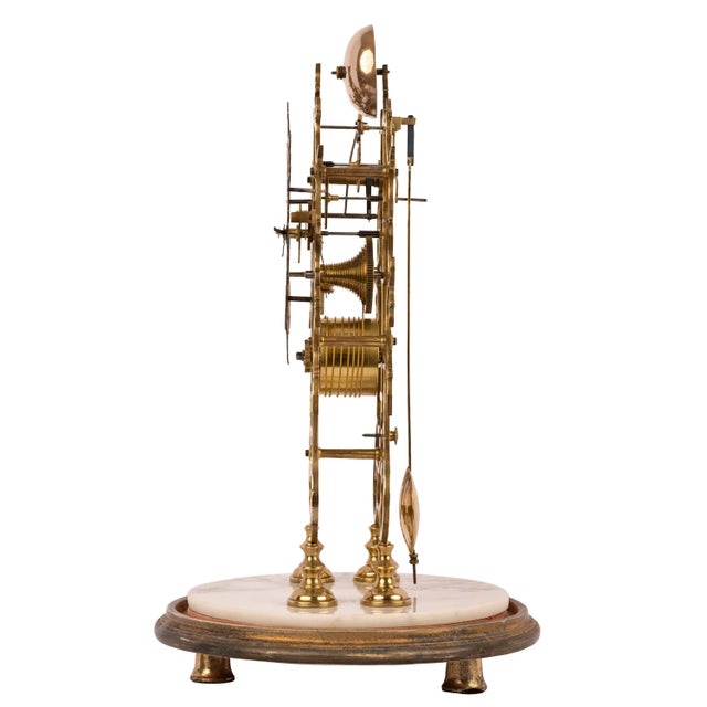 Antique 19th Century English 8 Day Fusee Brass & Glass Dome Skeleton Clock, 1870 For Sale - Image 11 of 12