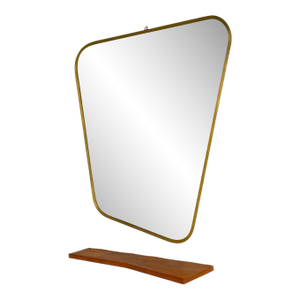 Italian Modern, Cherrywood, Glass, Console With Mirror, Italy, 1950s