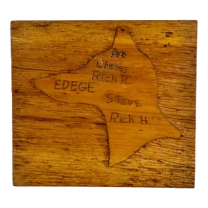 Vintage Wall Folk Art Carving of a Head of a Dog on Wood Board, Signed
