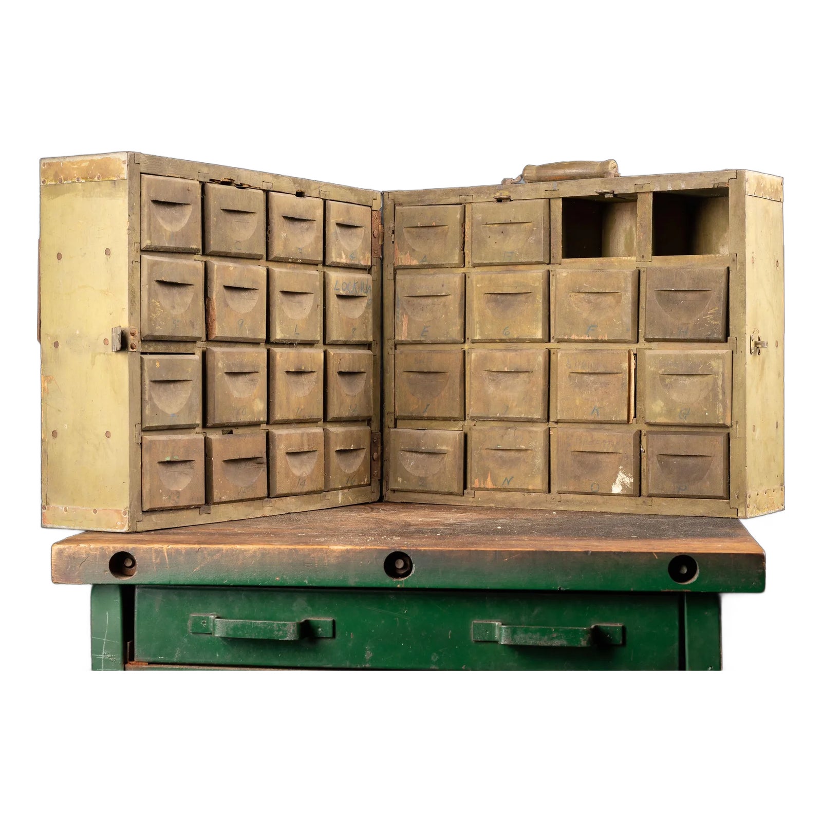 Vintage Homemade Tin Sign Constructed Chest Of Drawers | Chairish