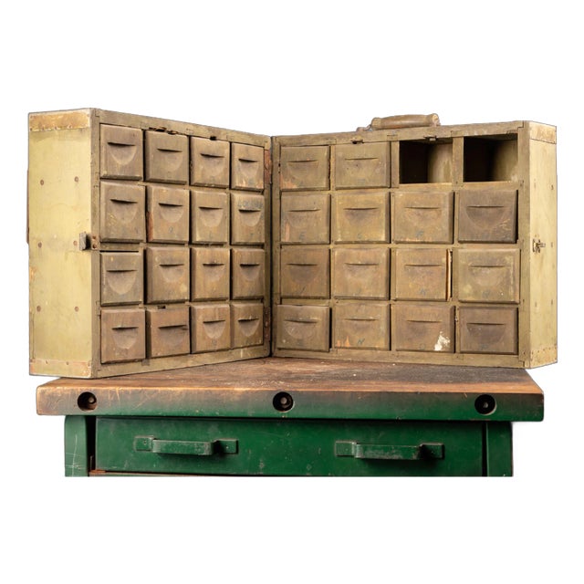 Vintage Homemade Tin Sign Constructed Chest Of Drawers For Sale