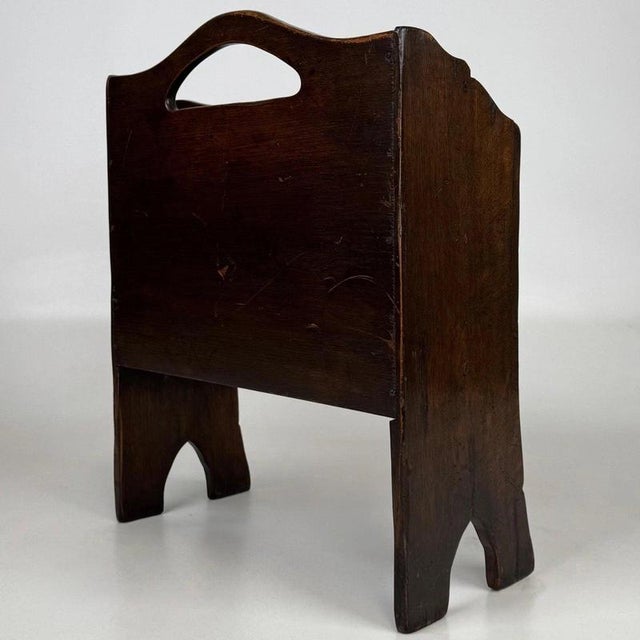 Wood Antique Early 20th Century English Oak Magazine Rack For Sale - Image 7 of 11