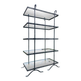 Mid Century Vintage Hand Wrought Iron Brutalist étagère For Sale