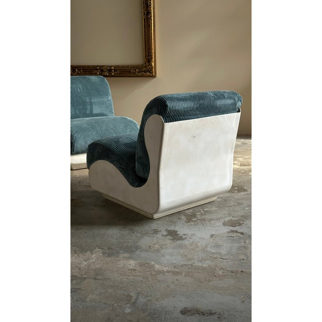 Set of Lounge Chairs with Fiberglass and Fabric For Sale - Image 5 of 7