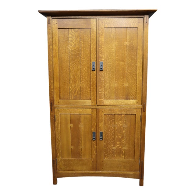 Stickley Mission Oak Entertainment Center / Cabinet, Arts & Crafts Style For Sale