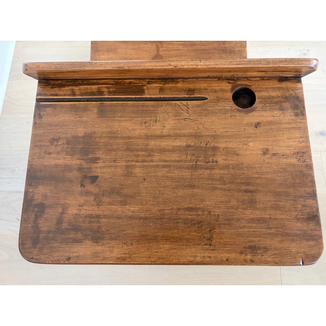 American Antique Cast Iron & Wood School Desk For Sale - Image 3 of 8