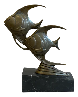 Johann Coenraad Altdorf, Art Deco Sunfish, 1920s, Bronze with Marble Base