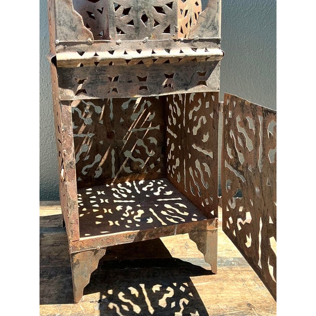 Metal Vintage Punch Cut Lantern For Sale - Image 7 of 12