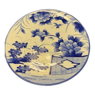 Rare 19c Antique Japanese Blue White Arita Charger Dish Plate Big Platter 18.5” For Sale