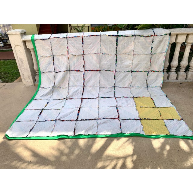 Victorian Vintage 19th Century Handmade Diamond Patchwork Strips & Block Crazy Quilt- King Size For Sale - Image 3 of 12