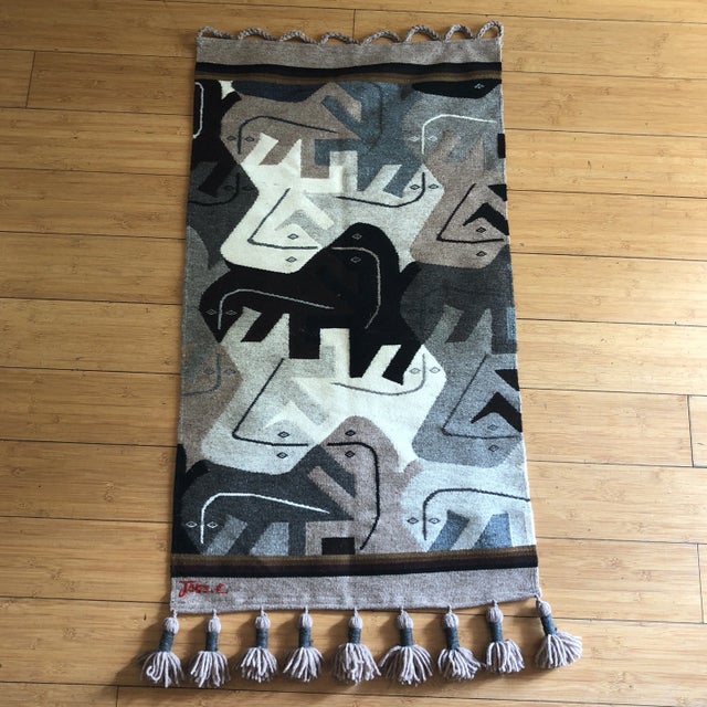 1980s Modernist Reptile Handwoven Tapestry For Sale - Image 11 of 11