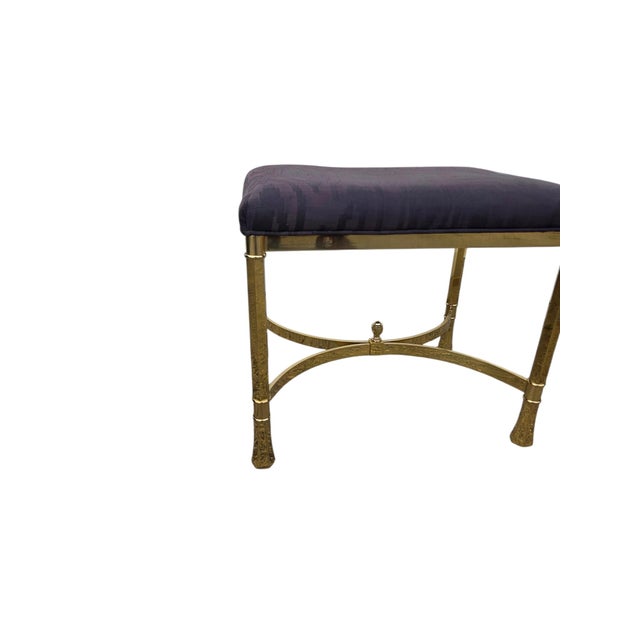 Vintage Italian Regency Brass Labarge Ottoman Footstool Vanity Bench Harden For Sale - Image 13 of 14