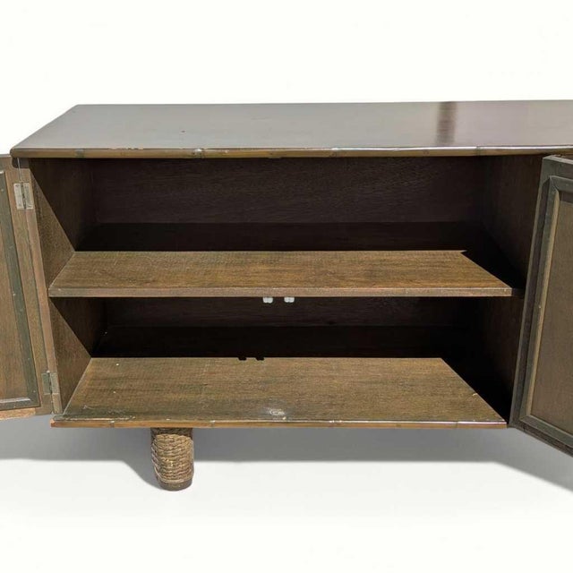 Vintage Rattan and Bamboo Door Sideboard Cabinet, Mid-Century For Sale - Image 11 of 18