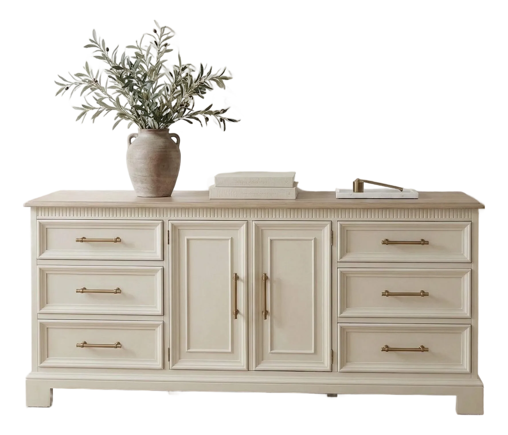 5個口のA♥DREXEL HERITAGE 1980s Refinished Drexel Heritage Sideboard – Cream & Natural Wood